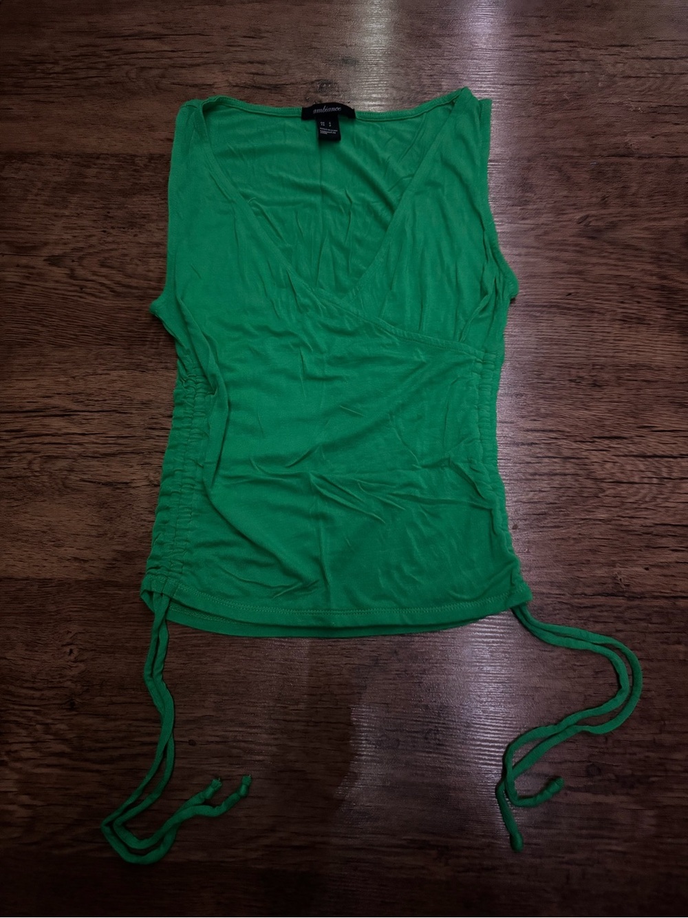 Green Side-Tie V-Neck Tank Top